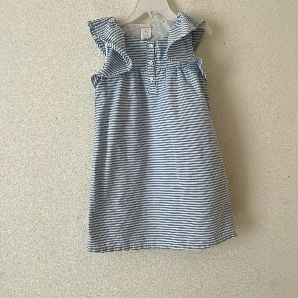 Gymboree Girls Blue /white striped Dress 5t